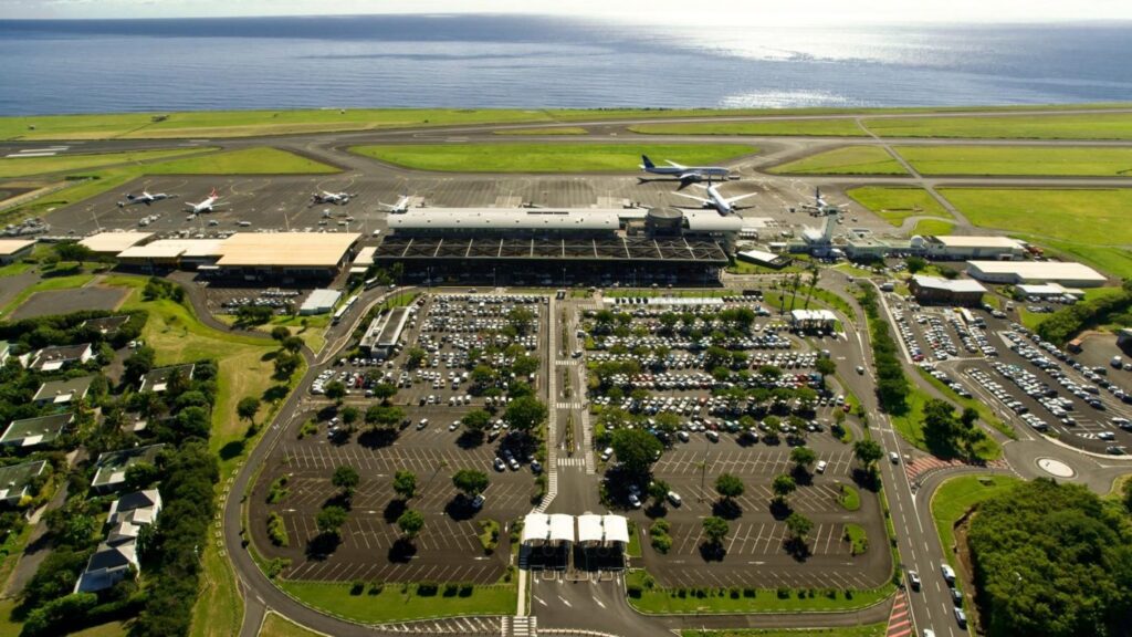 Vue aérienne de l'aéroport de la Réunion
